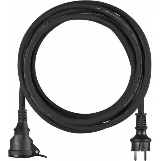 Neoprenový prodlužovací kabel spojka 5m 3x 1,5mm, černá EMOS
