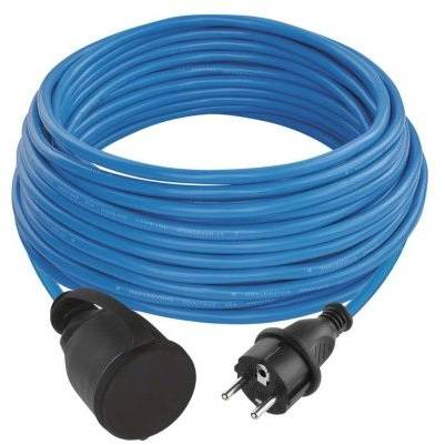 Počasí odolný prodlužovací kabel 20 m / 1 zásuvka / modrý / silikon / 230 V / 1,5 mm2 EMOS