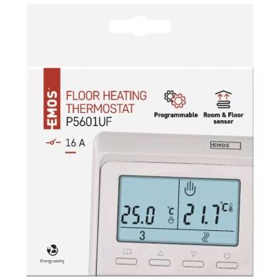 Pokojový termostat pro podlahové topení, drátový, P5601UF EMOS