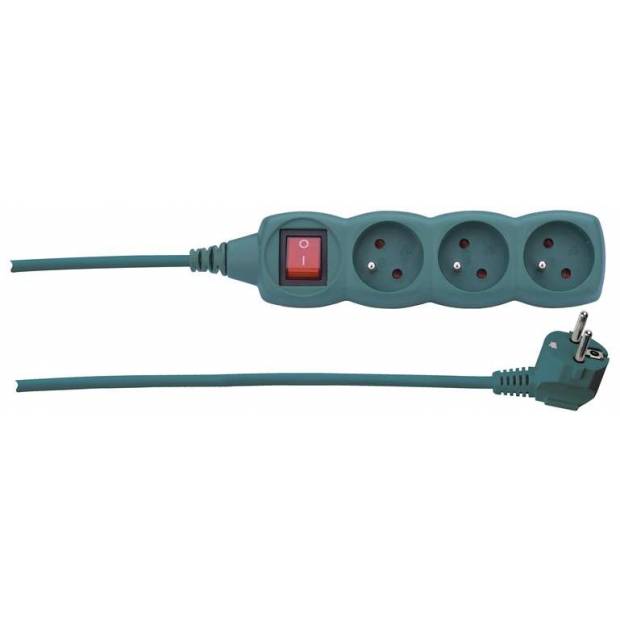 Prodlužovací kabel s vypínačem 3 zásuvky 3m, zelená EMOS