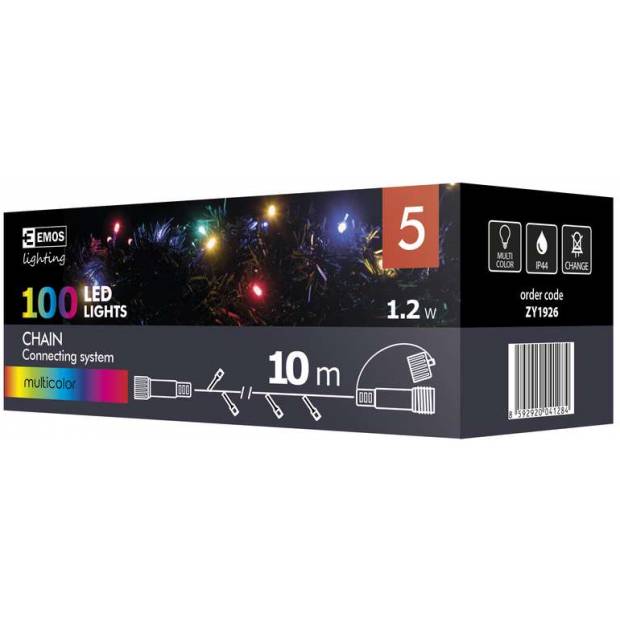 Spojovací LED řetěz, 10m, multicolor EMOS