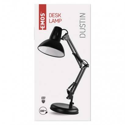 Stolní lampa DUSTIN na žárovku E27, černá EMOS