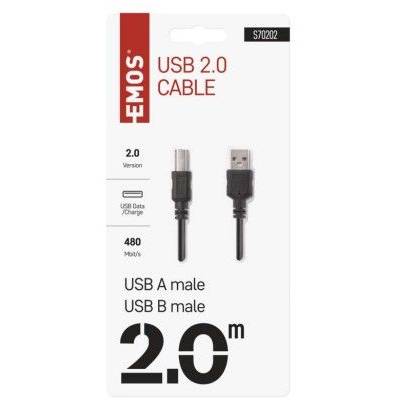 USB kabel 2.0 A vidlice – B vidlice 2m EMOS