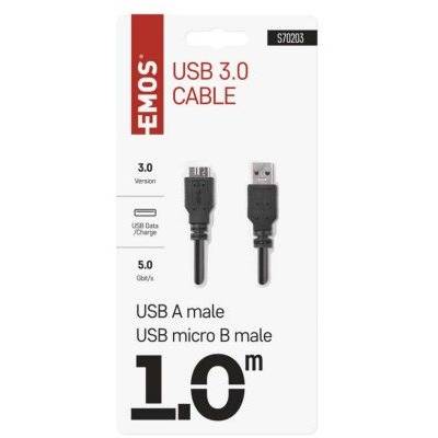 USB kabel 3.0 A vidlice – micro B vidlice 1m EMOS