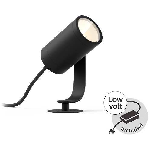 Hue LED venkovní spotové zemní/ nástěnné svítidlo Philips Lily 17428/30/P7 černé s adaptérem, 19cm Massive