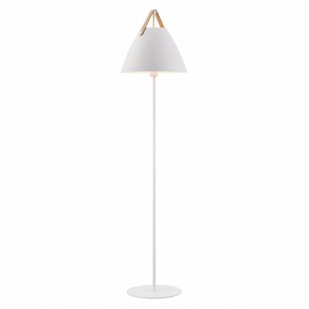NORDLUX 46234001 Strap - Designová stojací lampa s koženým popruhem 154 cm, bílá Nordlux