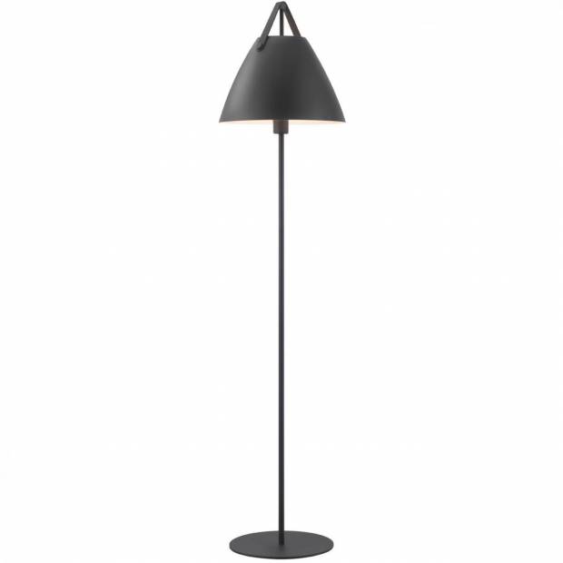 NORDLUX 46234003 Strap - Designová stojací lampa s koženým popruhem 154 cm, černá Nordlux