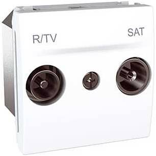 Zásuvka TV/R + SAT koncová MGU34518 BASIC polar bílá UNICA Shneider