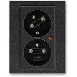 5593H-C02357 63 dvojzásuvka s přepěťovou ochranou s optickou signalizací onyx/kouřová černá ABB