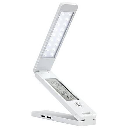 USB LED multifunkční stolní LED lampička s displejem a pasivní USB HUB, bílá Panlux