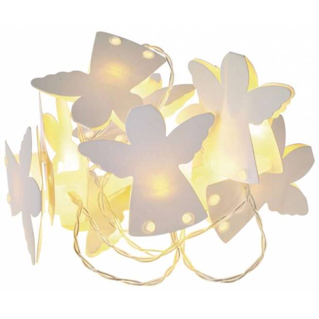 LED girlanda – andělíčci papíroví, 2×AA, teplá bílá, čas. EMOS