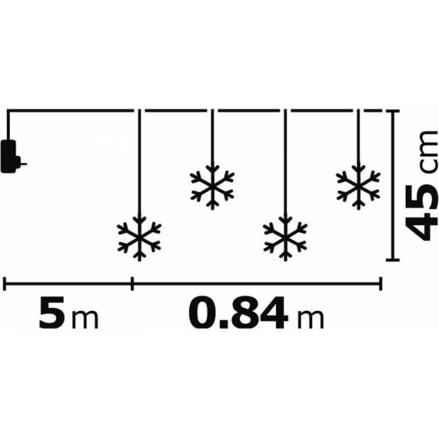 LED vánoční závěs – vločky, 80cm, venkovní, teplá bílá, čas. EMOS Lighting