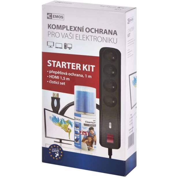 Starter kit II EMOS – přepěťová ochrana, čistící set, HDMI EMOS