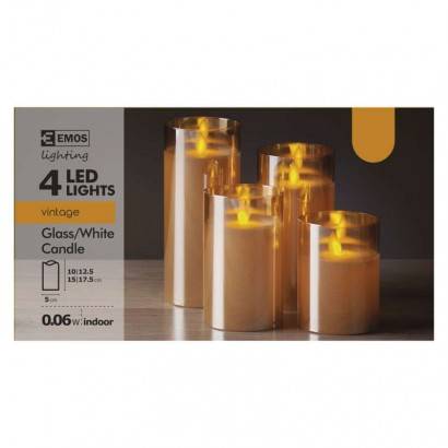 LED svíčky, 5×10/12,5/15/17,5cm, bílé, 2× AA, 4 ks EMOS Lighting