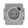 5569E-A02357 36 jednozásuvka Time s kolíkem a USB nabíjením ocelová ABB