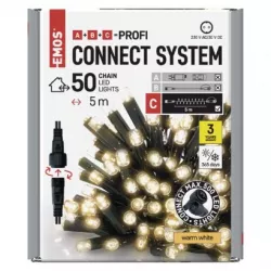 Profi LED spojovací řetěz černý, 5 m, venkovní i vnitřní, teplá bílá, časovač EMOS Lighting
