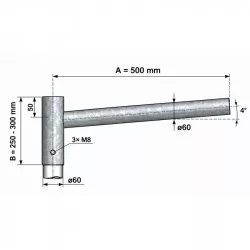 Výložník rovný – typ UD 1/60 délka 500mm zinek
